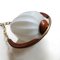 Mid-Century Teak, Brass and Ribbed Opaline Glass Pendant Lamp, Image 3