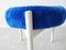 Taburete redondo de felpa azul con tres patas, años 60, Imagen 5