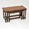Tavolino da caffè antico in legno di noce intarsiato, set di 3, Immagine 10