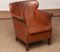 Scandinavian Tan Brown Nailed Leather Club Cigar Chair, Denmark, 1940s 6