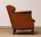 Scandinavian Tan Brown Nailed Leather Club Cigar Chair, Denmark, 1940s 5