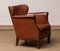 Scandinavian Tan Brown Nailed Leather Club Cigar Chair, Denmark, 1940s 10