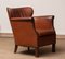 Scandinavian Tan Brown Nailed Leather Club Cigar Chair, Denmark, 1940s 1