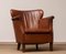Scandinavian Tan Brown Nailed Leather Club Cigar Chair, Denmark, 1940s 8