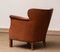 Scandinavian Tan Brown Nailed Leather Club Cigar Chair, Denmark, 1940s 3