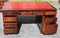 Large Mahogany Pedestal Desk with Red Leather Top, 1960s 4