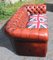 3-Seater Red Leather Chesterfield Sofa with Union Jack Cushions, 1960s 4
