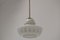 Lampe à Suspension Mid-Century en Laiton Blanc et Verre, 1960s 4