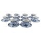 Blue Fluted Full Lace Coffee Cups with Saucers by Royal Copenhagen, Set of 20 1
