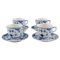 Blue Fluted Half Lace Coffee Cups with Saucers by Royal Copenhagen, Set of 8 1