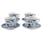 Blue Fluted Half Lace Coffee Cups with Saucers by Royal Copenhagen, Set of 8, Image 1