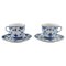 Tazas de café estriadas en azul con platillos de Royal Copenhagen. Juego de 4, Imagen 1