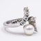 14k White Gold Vintage Ring with Pearl and Diamonds 0.21ct, 1960s, Image 2
