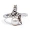 14k White Gold Vintage Ring with Pearl and Diamonds 0.21ct, 1960s, Image 1