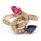 18k Yellow Gold Vintage Ring with Sapphire 0.50ct, Ruby ​​0.40ct and Diamonds 0.30ctw, 1970s 1