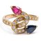 Bague Vintage en Or Jaune 18k avec Saphir 0.50ct, Rubis 0.40ct et Diamants 0.30ctw, 1970s 1