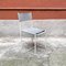 Modern Italian White Metal Grey Leather Dining Chairs by G. Belotti, Alias, 1979, Set of 5 3