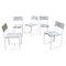 Modern Italian White Metal Grey Leather Dining Chairs by G. Belotti, Alias, 1979, Set of 5, Image 1