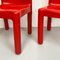 Rote italienische Space Age Stühle aus Kunststoff von Carlo Bartoli für Kartell, 1970er, 2er Set 4