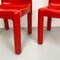 Set of Space Age Italian Red Plastic Chairs by Carlo Bartoli for Kartell, 1970s 4