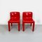Set of Space Age Italian Red Plastic Chairs by Carlo Bartoli for Kartell, 1970s 3