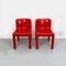 Space Age Italian Red Plastic Chairs by Carlo Bartoli for Kartell, 1970s, Set of 2 3