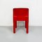 Set of Space Age Italian Red Plastic Chairs by Carlo Bartoli for Kartell, 1970s 9