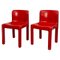 Set of Space Age Italian Red Plastic Chairs by Carlo Bartoli for Kartell, 1970s 1