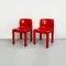 Set of Space Age Italian Red Plastic Chairs by Carlo Bartoli for Kartell, 1970s 2