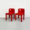 Space Age Italian Red Plastic Chairs by Carlo Bartoli for Kartell, 1970s, Set of 2, Image 2