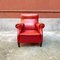 Mid-Century Modern Italian Red Leather Armchairs, 1940s, Set of 2 8