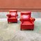 Mid-Century Modern Italian Red Leather Armchairs, 1940s, Set of 2 5