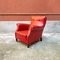 Mid-Century Modern Italian Red Leather Armchairs, 1940s, Set of 2 9