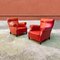 Mid-Century Modern Italian Red Leather Armchairs, 1940s, Set of 2, Image 2