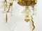 Large Italian Gold Leaf Metal and Faceted Crystal 12-Light Chandelier, 1930s 8