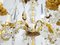 Large Italian Gold Leaf Metal and Faceted Crystal 12-Light Chandelier, 1930s, Image 5