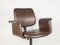 Italian Brown Skai and Metal Wheeled Office Chair, Image 4