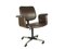 Italian Brown Skai and Metal Wheeled Office Chair, Image 1