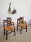 Scandinavian Style Rosewood and Straw Chairs, Set of 4 1