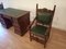 Antiker Schreibtisch mit Stühlen aus Nussholz und Leder, 3er Set 6