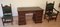 Antique Office Desk with Chairs in Walnut and Leather, Set of 3 14