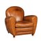 French Leather Wing Back Armchair, 1960s 1