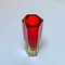 Vintage Geometric Flavio Poli Style Vase in Red Sommerso Murano Glass 3