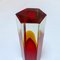 Vintage Geometric Flavio Poli Style Vase in Red Sommerso Murano Glass 5