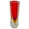 Vintage Geometric Flavio Poli Style Vase in Red Sommerso Murano Glass, Image 1