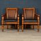 English Leather and Rattan Armchairs, Set of 2 2