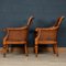 English Leather and Rattan Armchairs, Set of 2 4