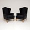 Antique Wing Back Armchairs by Hille, Set of 2 1