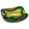 Small Vintage Italian Ashtray in Curly Green and Yellow Murano Glass, 1960s 1