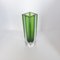 Small Vintage Geometric Flavio Poli Style Vase in Green Sommerso Murano Glass 3